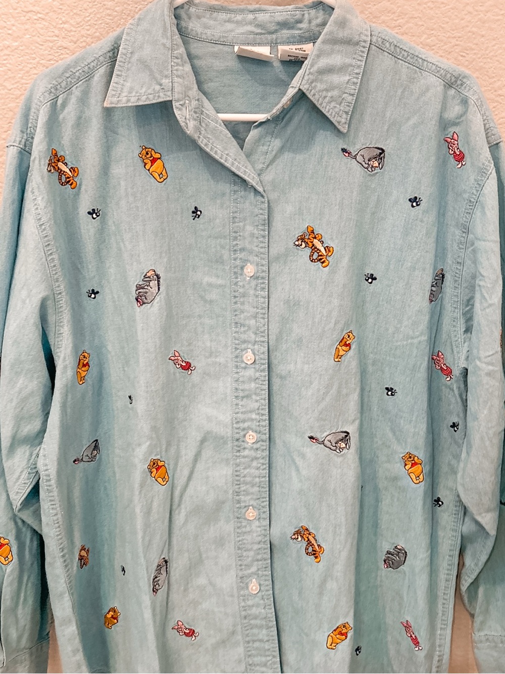 Vintage Disney Denim 100% Cotton Button Down Shirt XLarge Winnie The Pooh Womens - Picture 2 of 14